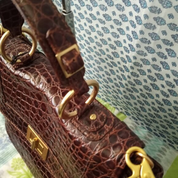 Rebecca Minkoff Leather Covert Convertible Satchel Shiny Brown Color NWT $425 - Picture 7 of 15